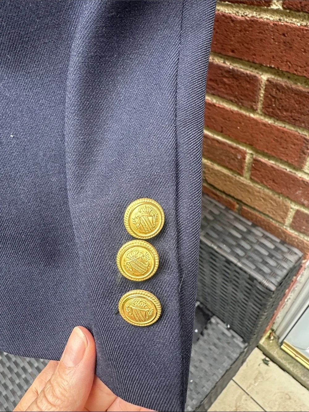 Men's Navy Two-Button Blazer with Gold Buttons